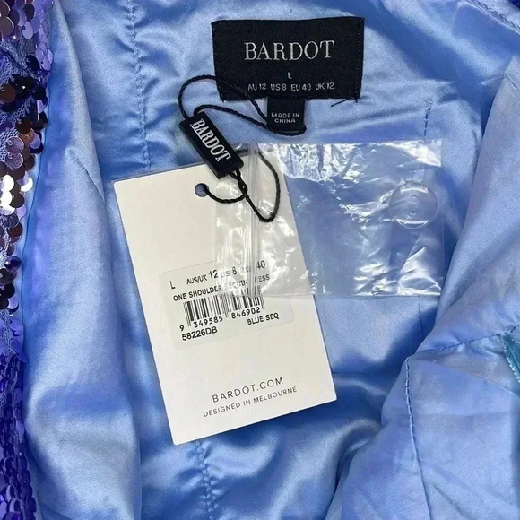 Bardot One Shoulder Sequin Dress in Blue sz 8 - Picture 2 of 6